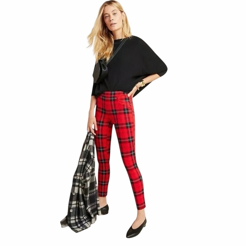 Sanctuary Runway Grease Red Plaid Skinny Pants Punk Academia Grunge Alt Size S